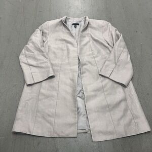 Eileen Fisher Mirage Jacquard Jacket Silver Petite Large Open Front Elegant Top